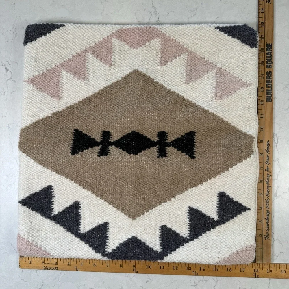 2 Vtg Kilim Pillow Covers India southwestern bohemian Aztec Rustic 18